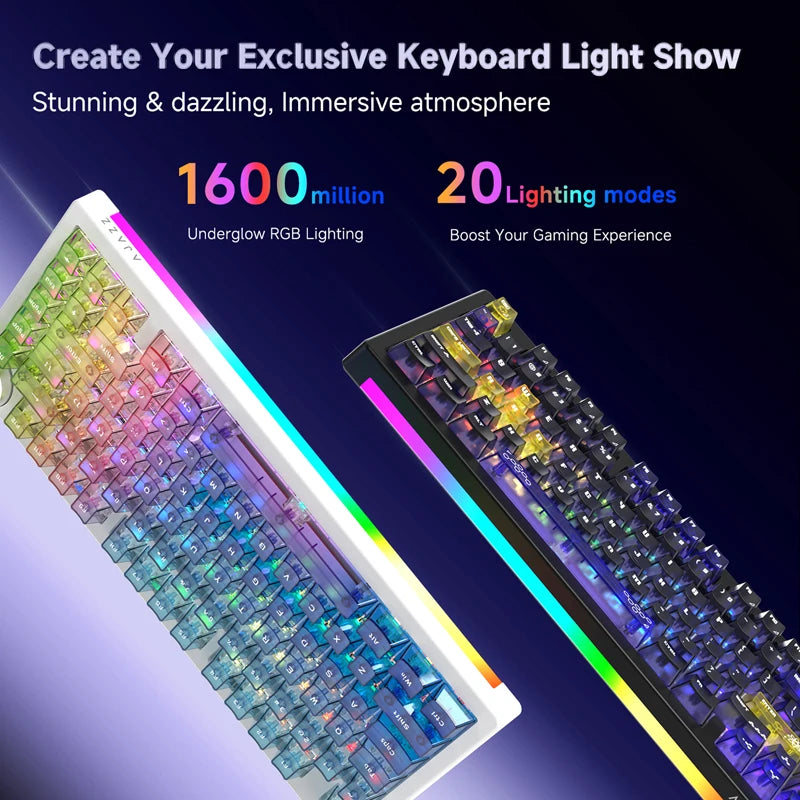 AK820V2/Ak820Vpro Multifunctional Mechanical Keyboard with Tri-Mode Connectivity and Wrist Rest