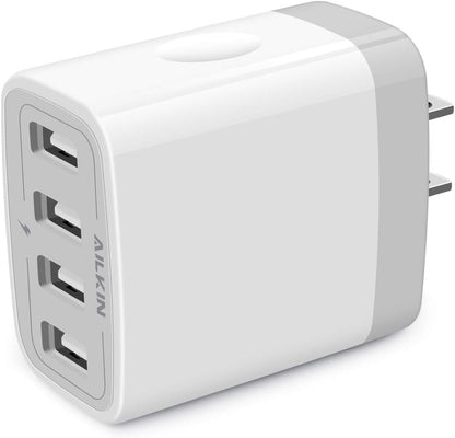 USB Charger Adapter - 2-Pack, 4.8A Multi-Port Wall Plug for Fast Charging Compatible with iPhone 15-17, Samsung Galaxy, LG, Moto, Pixel, and More