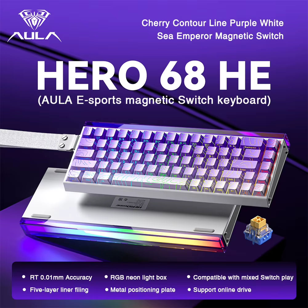 HERO 68HE Magnetic Switch Gaming Keyboard with 8K Return and RGB Lighting for Esports Professionals