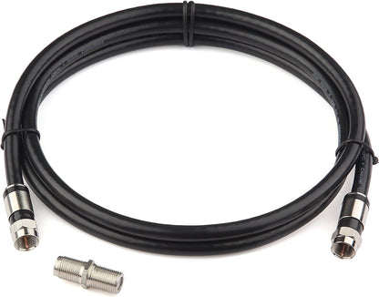 4-Foot Black RG6 Coaxial Cable Extension with F-Type Connector for Satellite TV, Broadband, and Digital Antenna Applications