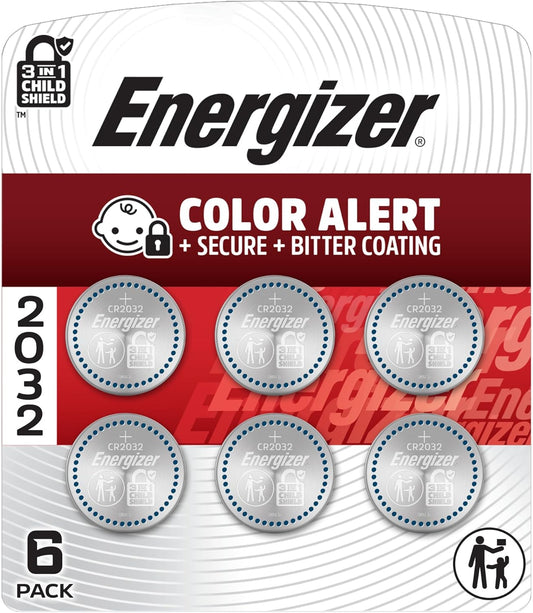 2032 Lithium Coin Batteries (6-Pack) - 3V CR2032, Compatible with Apple Airtag, Tile Pro, Key Fobs, Watches, and Remotes