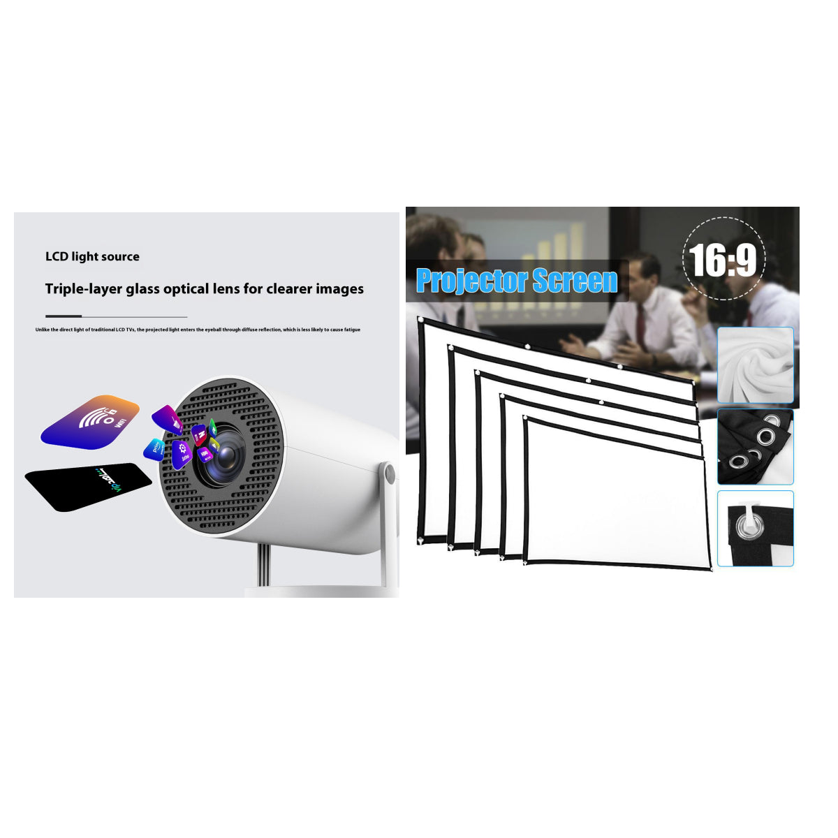 Portable Home Video Projector Featuring 180-Degree Projection Angle and Automatic Focus Adjustment