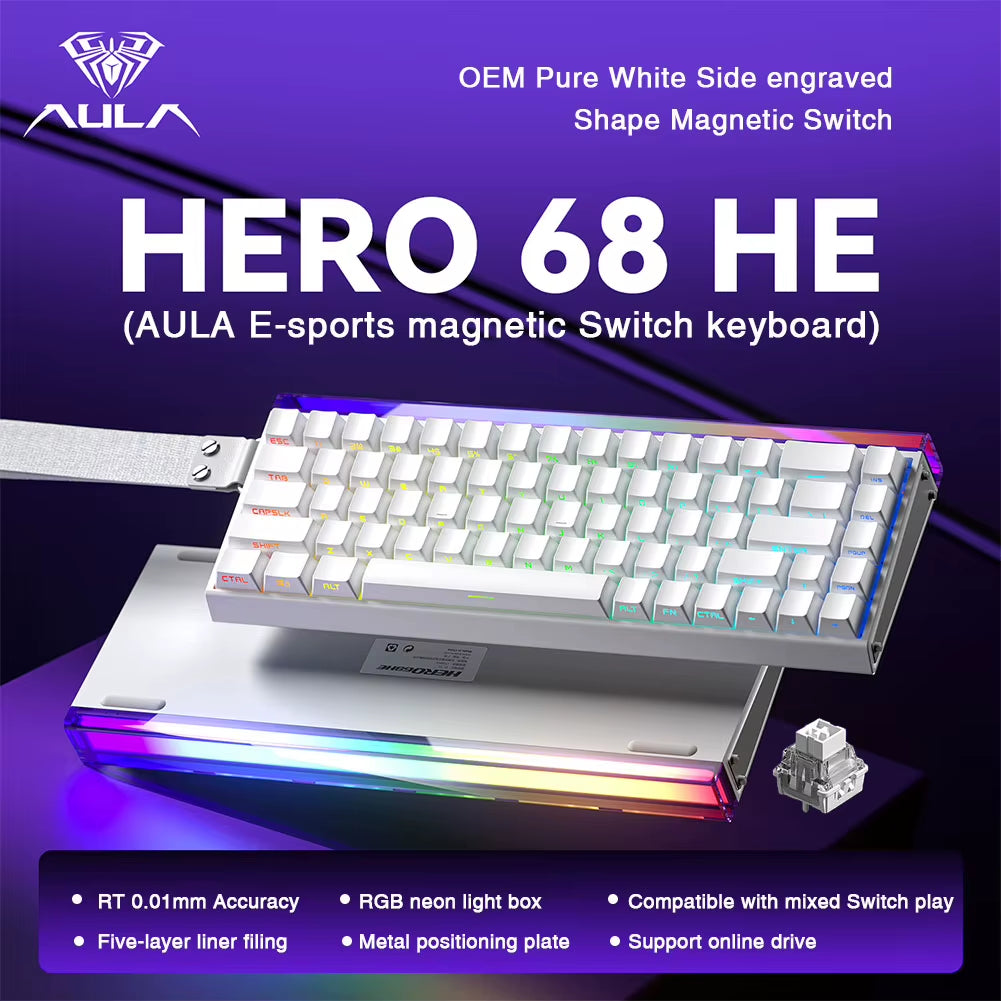 HERO 68HE Magnetic Switch Gaming Keyboard with 8K Return and RGB Lighting for Esports Professionals