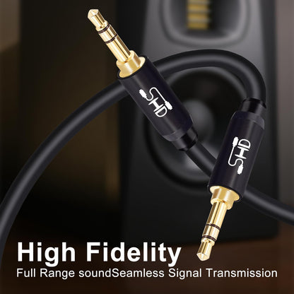 Premium 20ft 3.5mm Aux Cable for Car Audio - Dual Shielded with Gold Plated Connectors