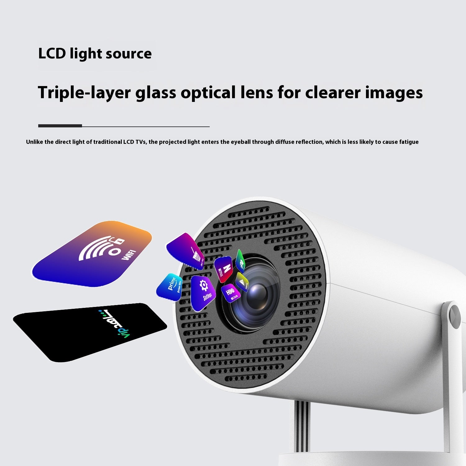 Portable Home Video Projector Featuring 180-Degree Projection Angle and Automatic Focus Adjustment