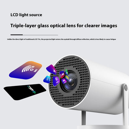 Portable Home Video Projector Featuring 180-Degree Projection Angle and Automatic Focus Adjustment