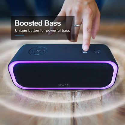 Soundbox Pro Bluetooth Speaker - 20W Stereo Sound with Active Extra Bass, 20 Hours Playtime, IPX6 Waterproof, Wireless Stereo Pairing, Multi-Color Lights, Ideal for Outdoor Activities and Home Use, Blue