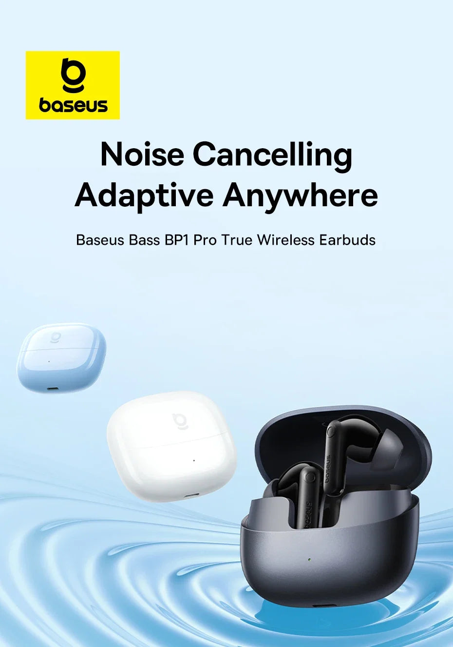 Baseus BP1 Pro Wireless Earbuds - 50dB Noise Cancelling, Bluetooth 6.0, LDAC Hi-Res Audio, 6-Mic AI Technology, IP55 Rated