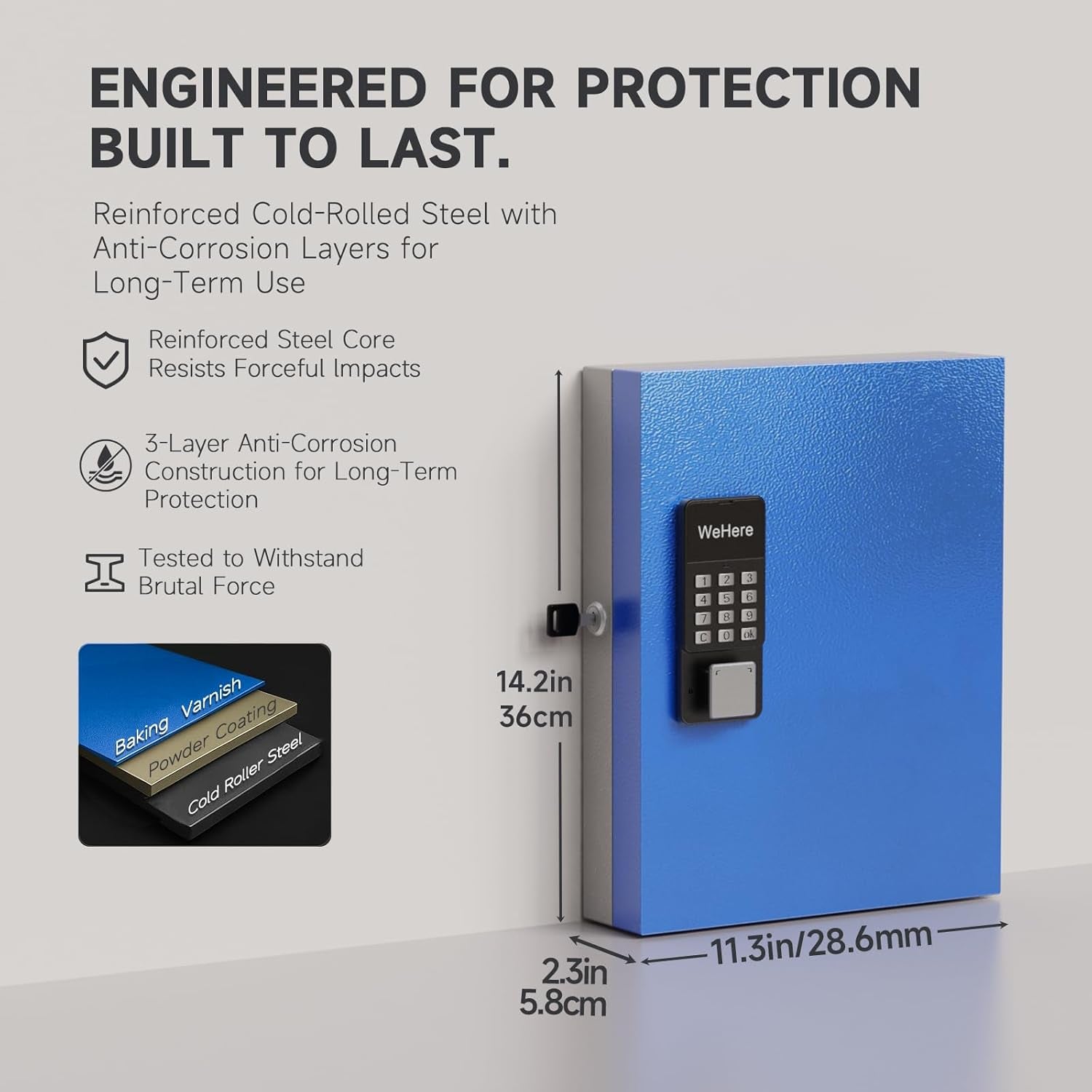 32Key Lock Box Smart Key Organier Cabinet with Keypad & App for Office | Wall Mounted Lockbox Use App, Custom & One Time Password, Wifi (Need W100 Bridge) Unlock for School, Office, Fleet, Hotel
