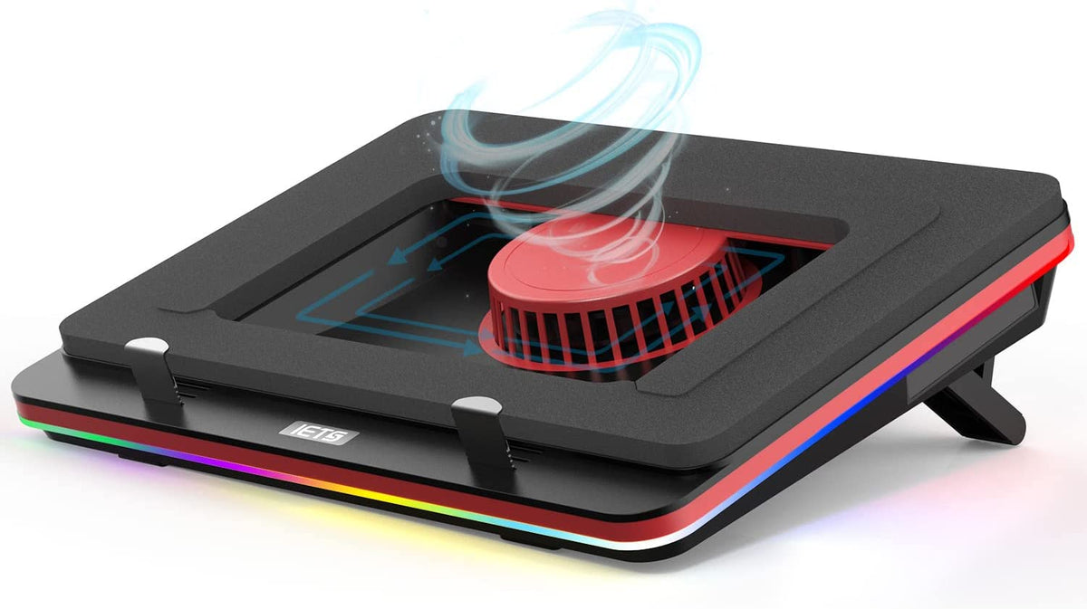 GT500 Powerful Turbo-Fan (5000 RPM) RGB Laptop Cooling Pad with Infinitely Variable Speed,Seal Foam for Rapid Cooling Gaming Laptop,Dust Filter for Protect Laptop,13-17.3Inch Laptop Cooler