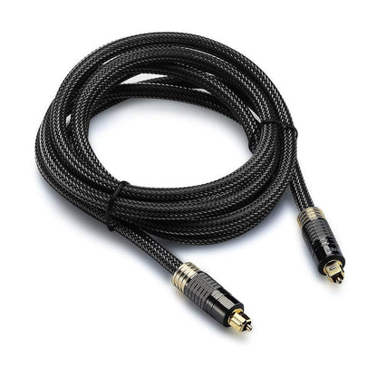 24K Gold Plated Toslink Digital Fiber Optical Audio Cable, 3 FT | Digital S/PDIF Optical Toslink Cable with 24K Gold-Plated Connectors, Braided Nylon Jacket & Zero RFI/EMI Interference.