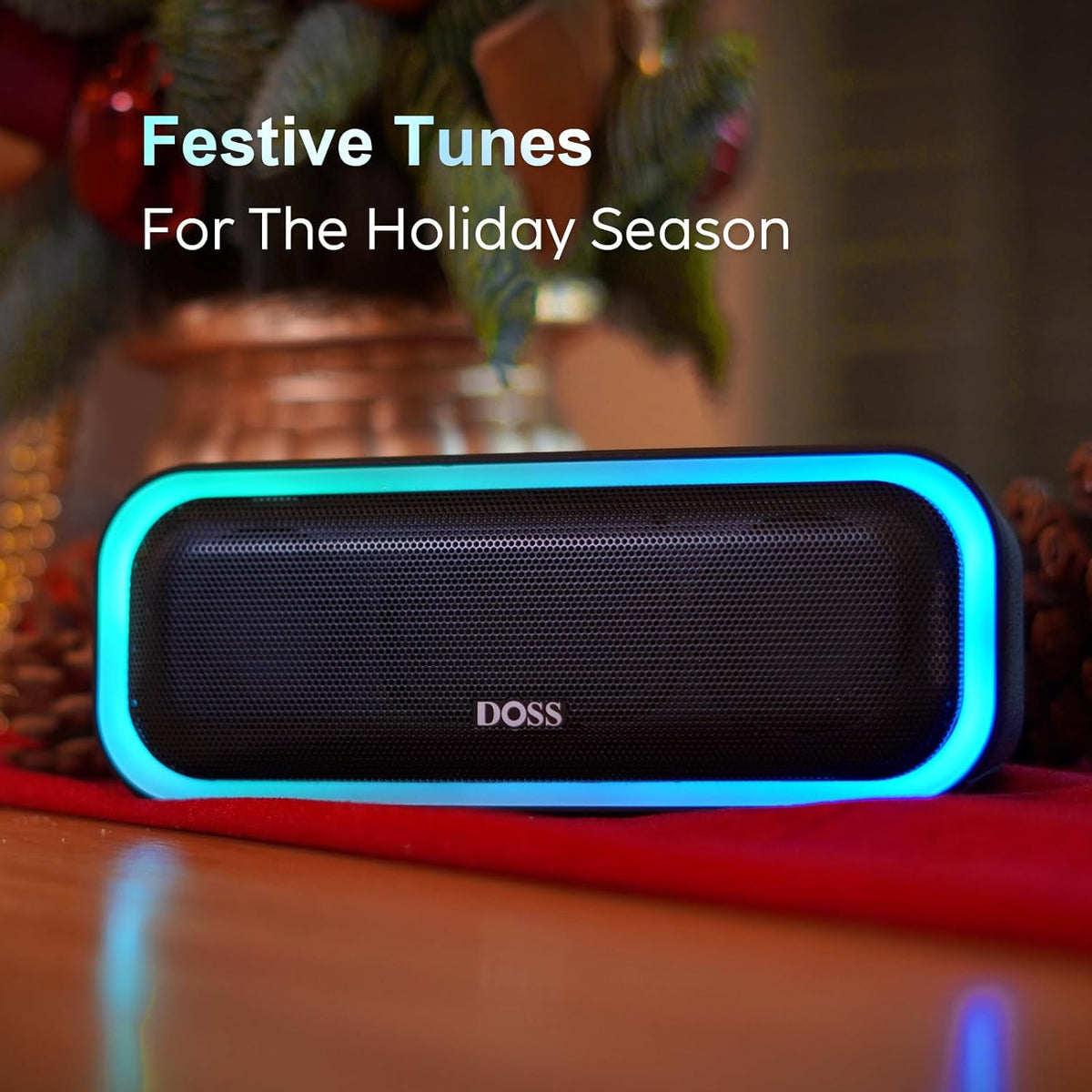 Soundbox Pro Bluetooth Speaker - 20W Stereo Sound with Active Extra Bass, 20 Hours Playtime, IPX6 Waterproof, Wireless Stereo Pairing, Multi-Color Lights, Ideal for Outdoor Activities and Home Use, Blue