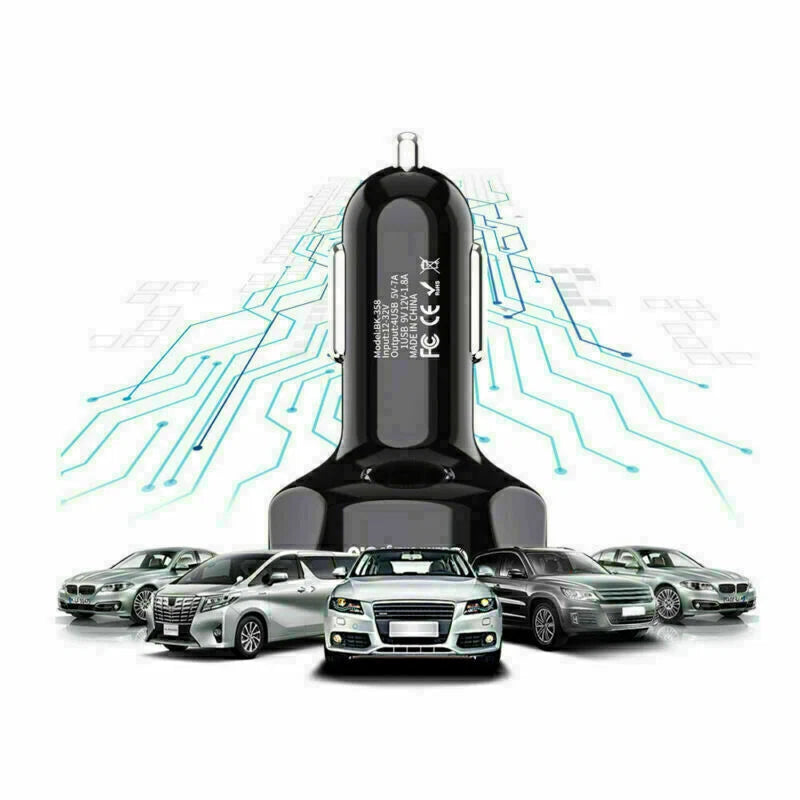 4-Port USB Car Charger Adapter - 45W Fast Charging for Mobile Devices