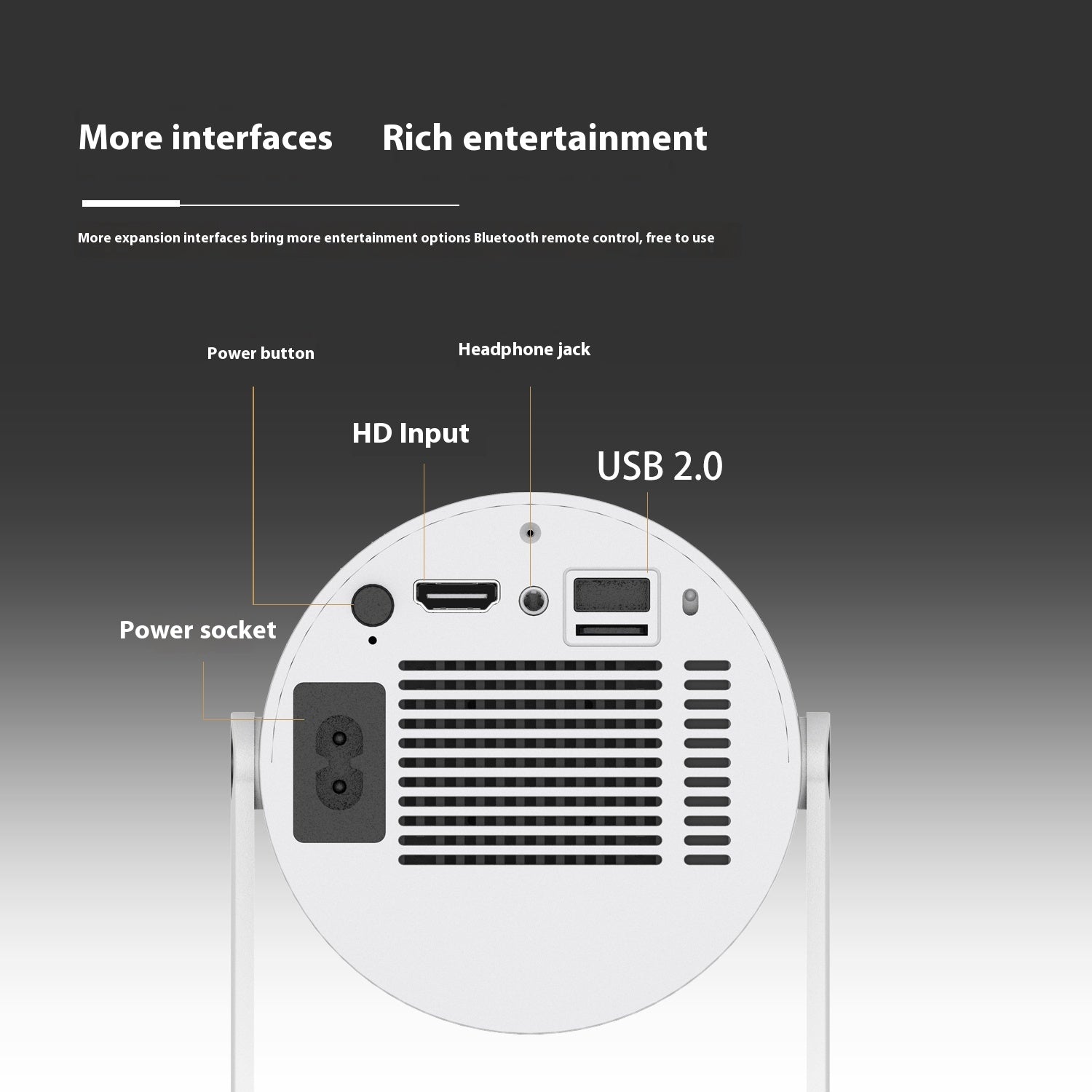 Portable Home Video Projector Featuring 180-Degree Projection Angle and Automatic Focus Adjustment