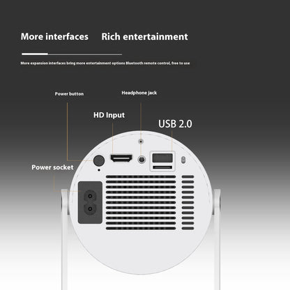 Portable Home Video Projector Featuring 180-Degree Projection Angle and Automatic Focus Adjustment
