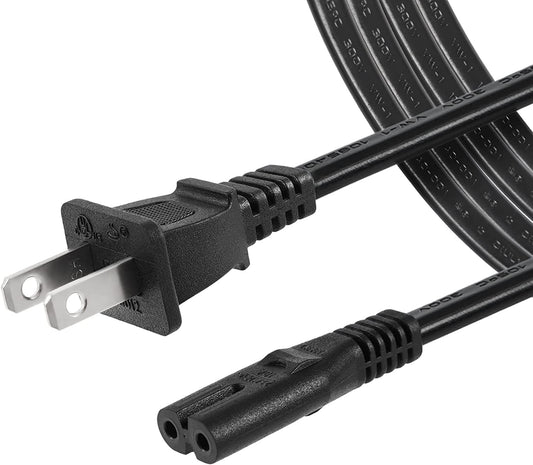 12FT UL Listed Non-Polarized AC Power Cable Replacement for TCL, Roku, Samsung, and LG TVs