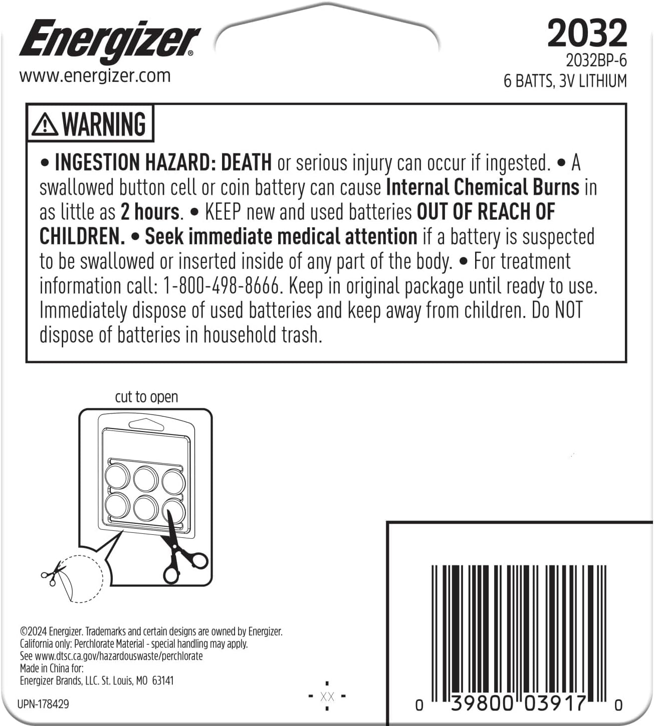 2032 Lithium Coin Batteries (6-Pack) - 3V CR2032, Compatible with Apple Airtag, Tile Pro, Key Fobs, Watches, and Remotes