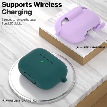 AirPods Pro 1st/2nd Generation Protective Silicone Case with Keychain - Midnight Green, Front LED Visible, Compatible with Apple AirPods Pro 2019/2022