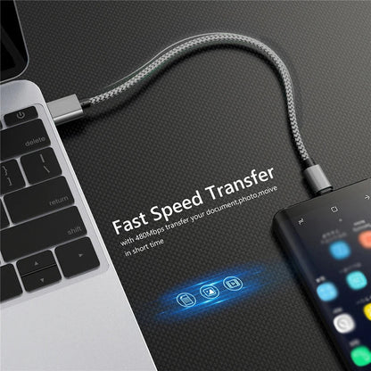 Experience Lightning-Fast Charging with Our Premium Nylon USB-A to USB-C Cable - Perfect for Huawei, Samsung, and All Your Android Devices in 1M, 2M, or 3M Lengths!
