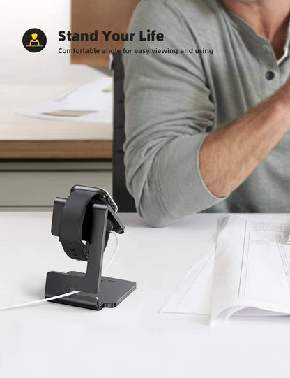 Aluminum Alloy Desk Charging Stand for Apple Watch with Magnetic Fast Charger Compatibility for iWatch SE3, SE2, Ultra 3, Series 11-6 (49/46/45/44/42/41/40/38mm)