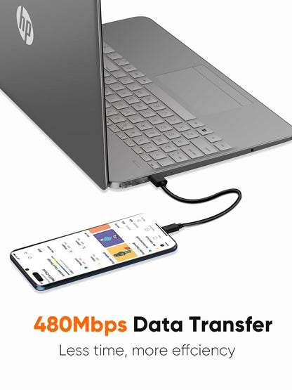USB Type-C 6-Inch Fast Charging Data Cable - Compatible with Power Banks, Galaxy S23, iPad Pro, iPad Mini, iPhone 15/16, Android Devices, and PS5 Controllers
