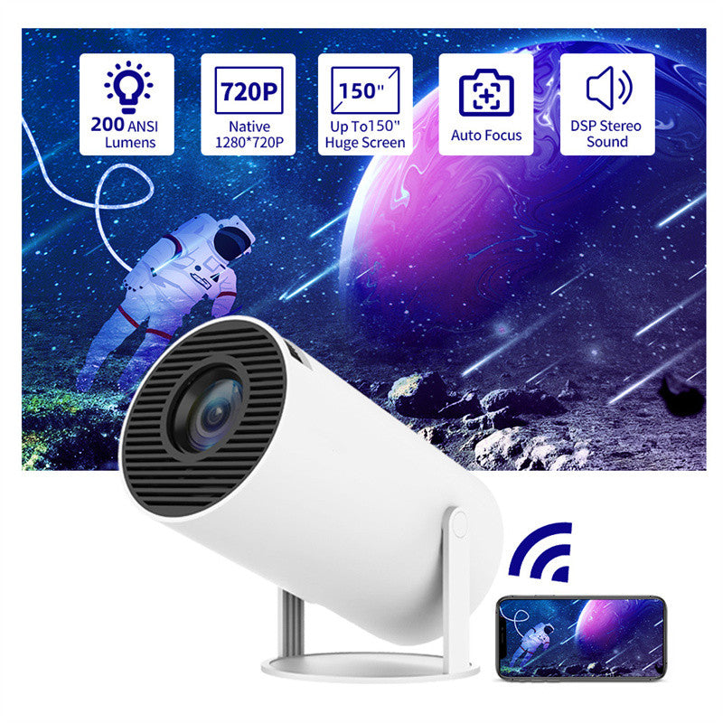 Portable Home Video Projector Featuring 180-Degree Projection Angle and Automatic Focus Adjustment