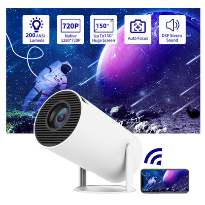 Portable Home Video Projector Featuring 180-Degree Projection Angle and Automatic Focus Adjustment