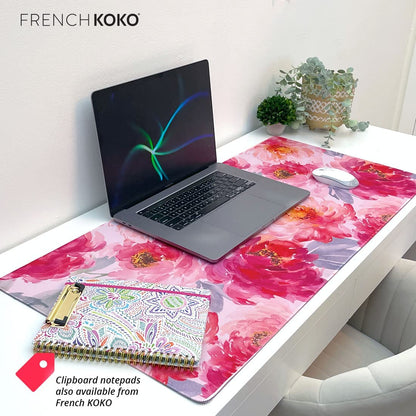 Large Floral Desk Mat 15" x 30" – Extended Non-Slip Waterproof Mouse Pad for Keyboard and Mouse – Aesthetic Office Workstation Protector