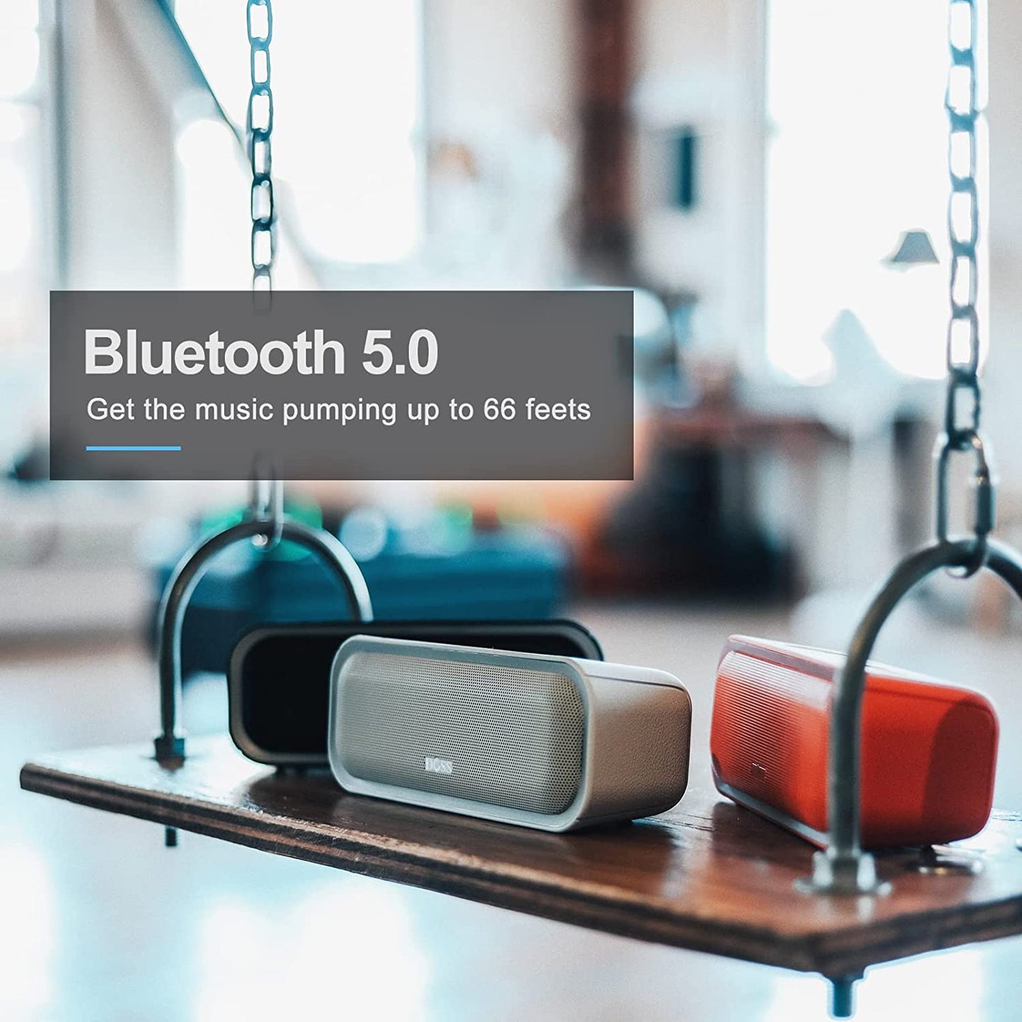 Soundbox Pro Bluetooth Speaker - 20W Stereo Sound with Active Extra Bass, 20 Hours Playtime, IPX6 Waterproof, Wireless Stereo Pairing, Multi-Color Lights, Ideal for Outdoor Activities and Home Use, Blue