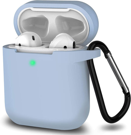 Silicone Protective Case for Apple AirPods 1 & 2 with Front LED Visibility, Denim Blue