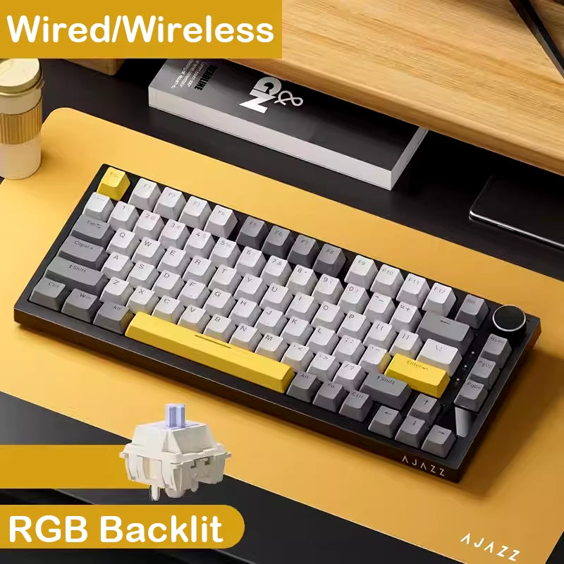 AK820V2/Ak820Vpro Multifunctional Mechanical Keyboard with Tri-Mode Connectivity and Wrist Rest