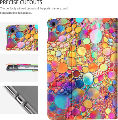 iPad Case for 9th, 8th, and 7th Generation - 10.2 Inch Multi-Angle Viewing with Adjustable Stand and Auto Wake/Sleep Function, Artistic Bubble Design