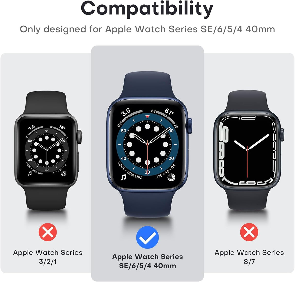 2-Pack Hard Case for Apple Watch SE/Series 6/5/4 (40mm) with PC Tempered Glass Screen Protector, Scratch-Resistant Slim Cover, Blue