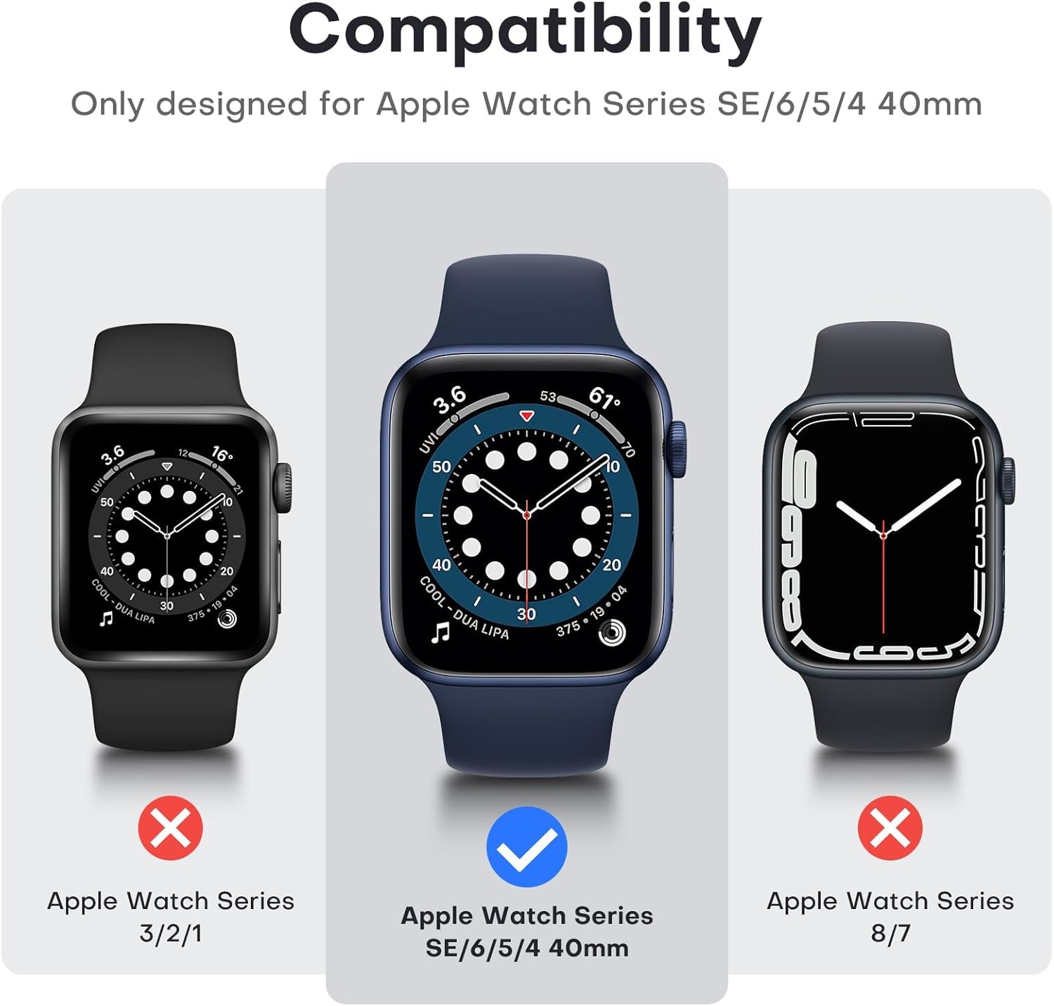 2-Pack Hard Case for Apple Watch SE/Series 6/5/4 (40mm) with PC Tempered Glass Screen Protector, Scratch-Resistant Slim Cover, Blue