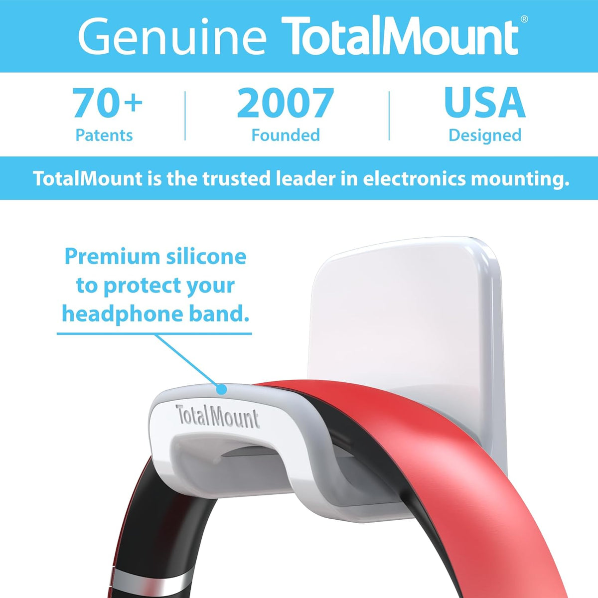 Headphone Holder with Removable Adhesive Strips (White) | USA Designed for Easy, Damage-Free Mounting on Walls, Desks, or PCs (Studio-Grade White Headphone Hanger - Single Pack)