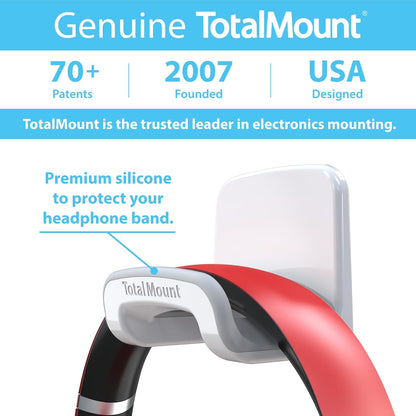 Headphone Holder with Removable Adhesive Strips (White) | USA Designed for Easy, Damage-Free Mounting on Walls, Desks, or PCs (Studio-Grade White Headphone Hanger - Single Pack)