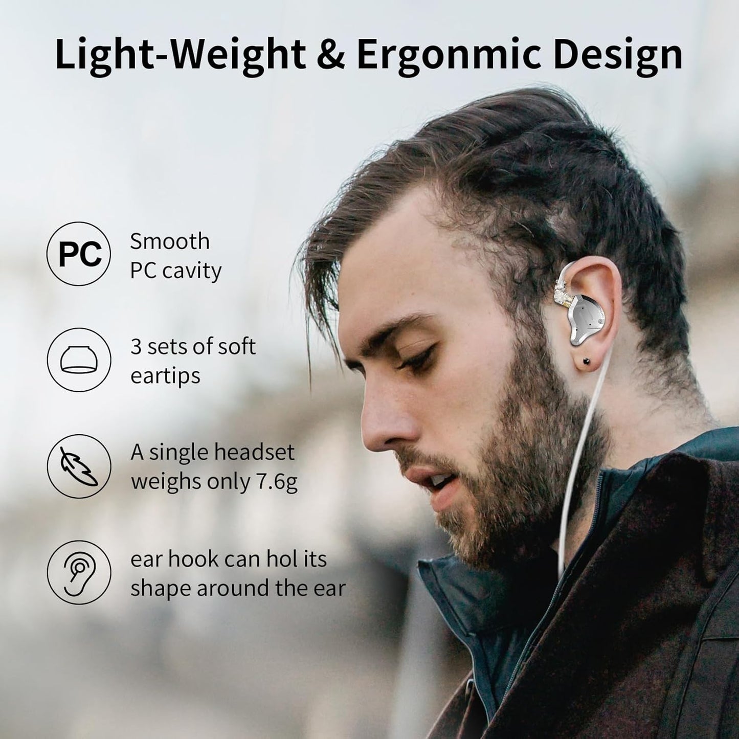 KZ ZS10 Pro In-Ear Monitors - High-Fidelity Earbuds with 4 Balanced Armature and 1 Dynamic Driver, Upgraded Detachable 0.75mm 2-Pin 6N OFC Cable (Black, No Microphone)
