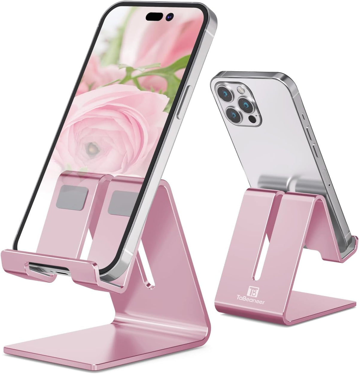 Aluminum Phone Stand for Iphone Series, Samsung, Rose Gold | Phone Holder for Desk, Hands-Free Viewing & Calls, Compatible with All Smartphones, Adding Style to Your Office & Home