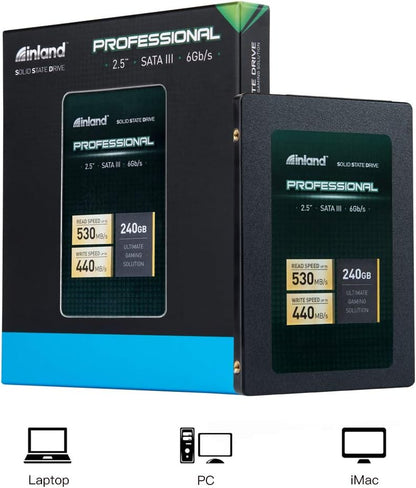 240GB 3D NAND SATA III 2.5" Internal Solid State Drive - Up to 530MB/s Read & 440MB/s Write Speeds, Ideal for Laptop and Desktop PC Upgrades