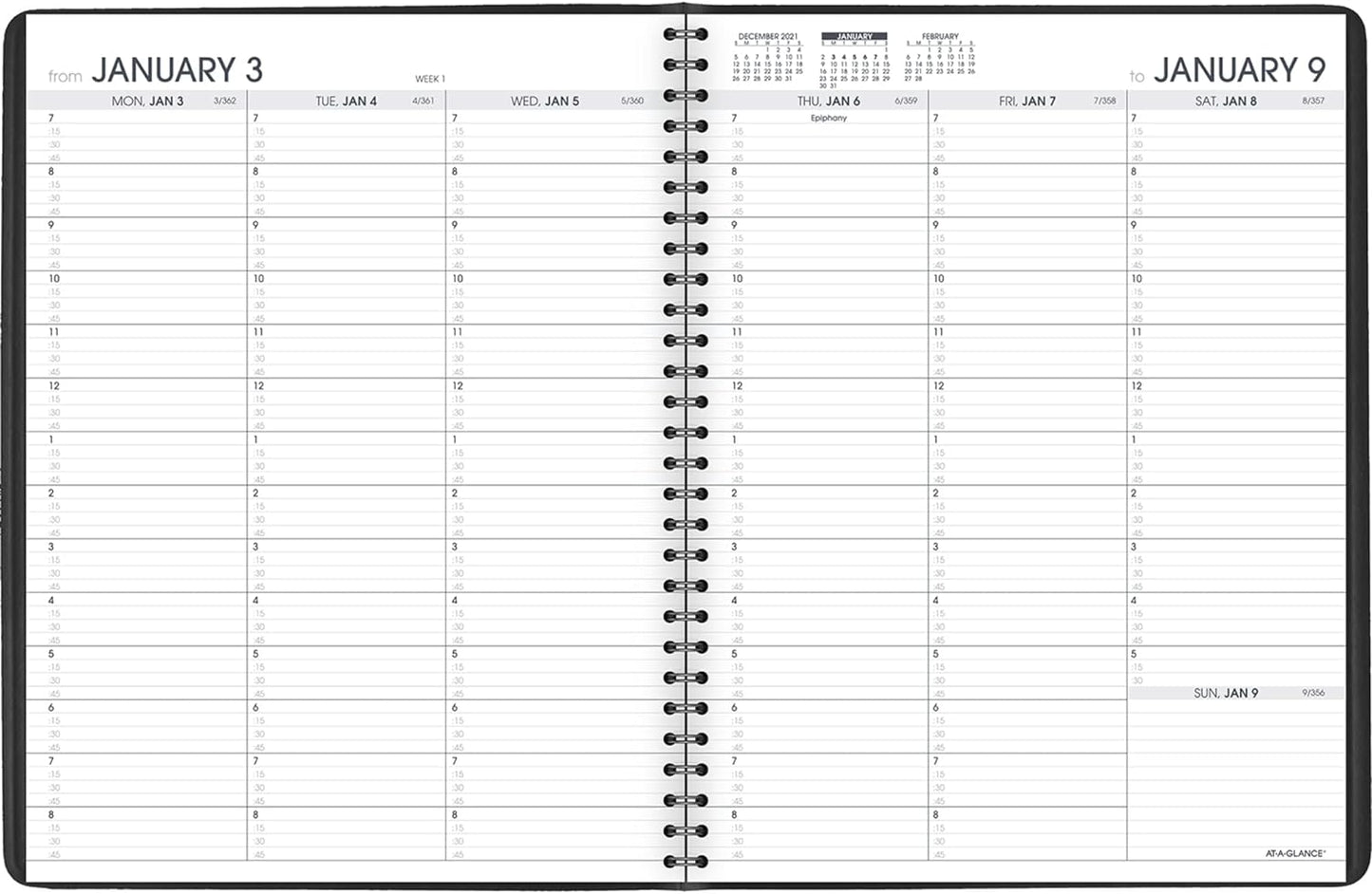 2022 Large Weekly Appointment Book and Planner, 8.25" x 11", Black (7095005)