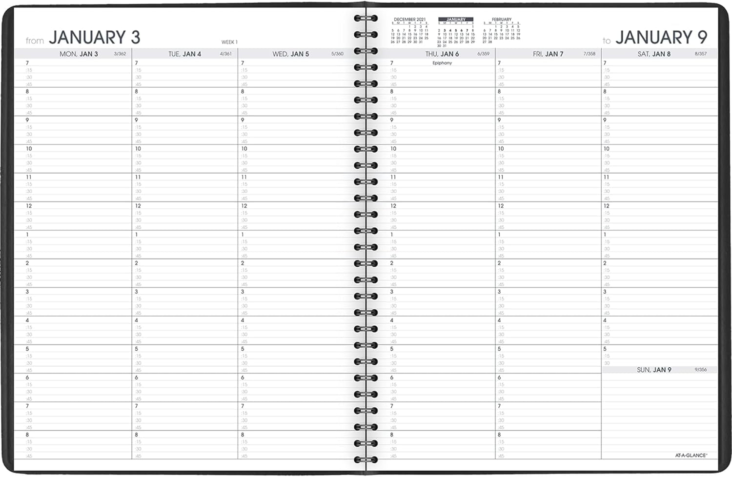 2022 Large Weekly Appointment Book and Planner, 8.25" x 11", Black (7095005)