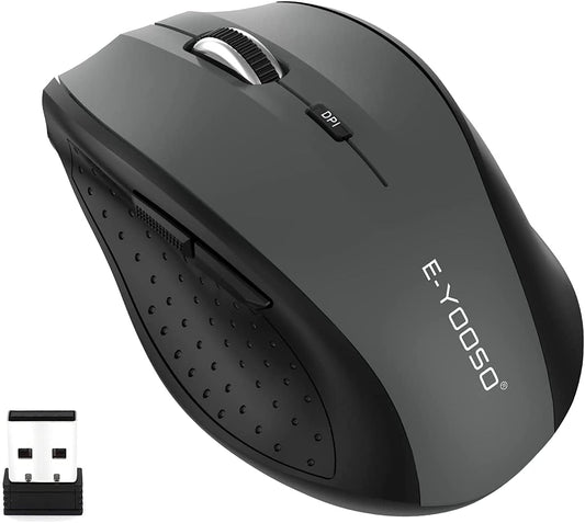Wireless Optical Mouse for Laptops - Portable 2.4GHz Cordless Design with 6 Buttons, USB Receiver, 5-Level 4800 DPI, and 18-Month Battery Life for PC, Chromebook, Windows, and Mac