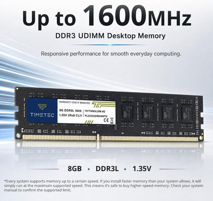 80GB DDR3L/DDR3 1600MHz Memory Kit (10x8GB) PC3L-12800 Non-ECC Unbuffered 1.35V/1.5V CL11 2Rx8 Dual Rank 240-Pin UDIMM for Desktop PCs
