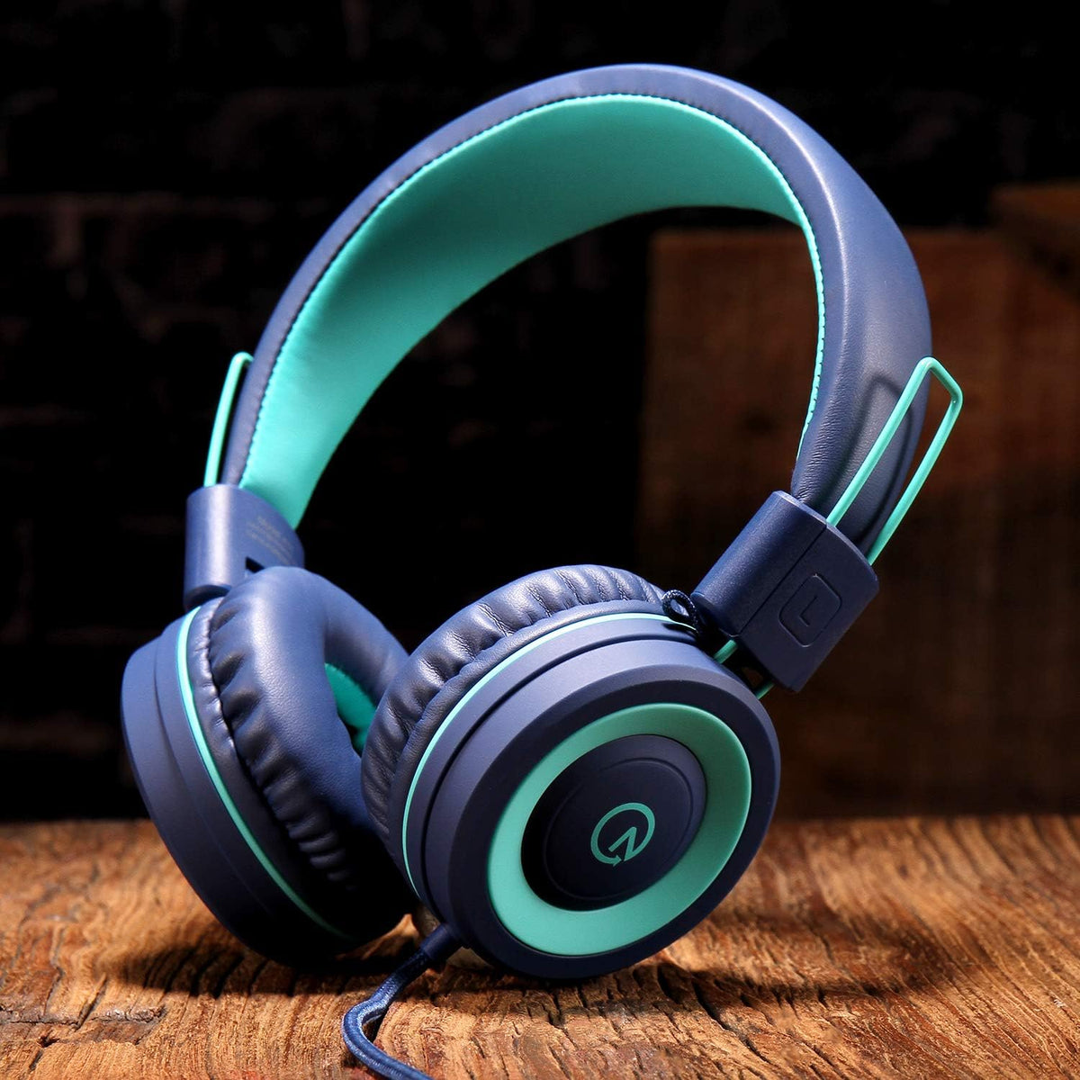 K11 Children's Headphones with 3.5mm Wired Connection - Navy/Teal | 5ft Tangle-Free Cord, Foldable Design, On-Ear Headset for School, Classroom, and Travel