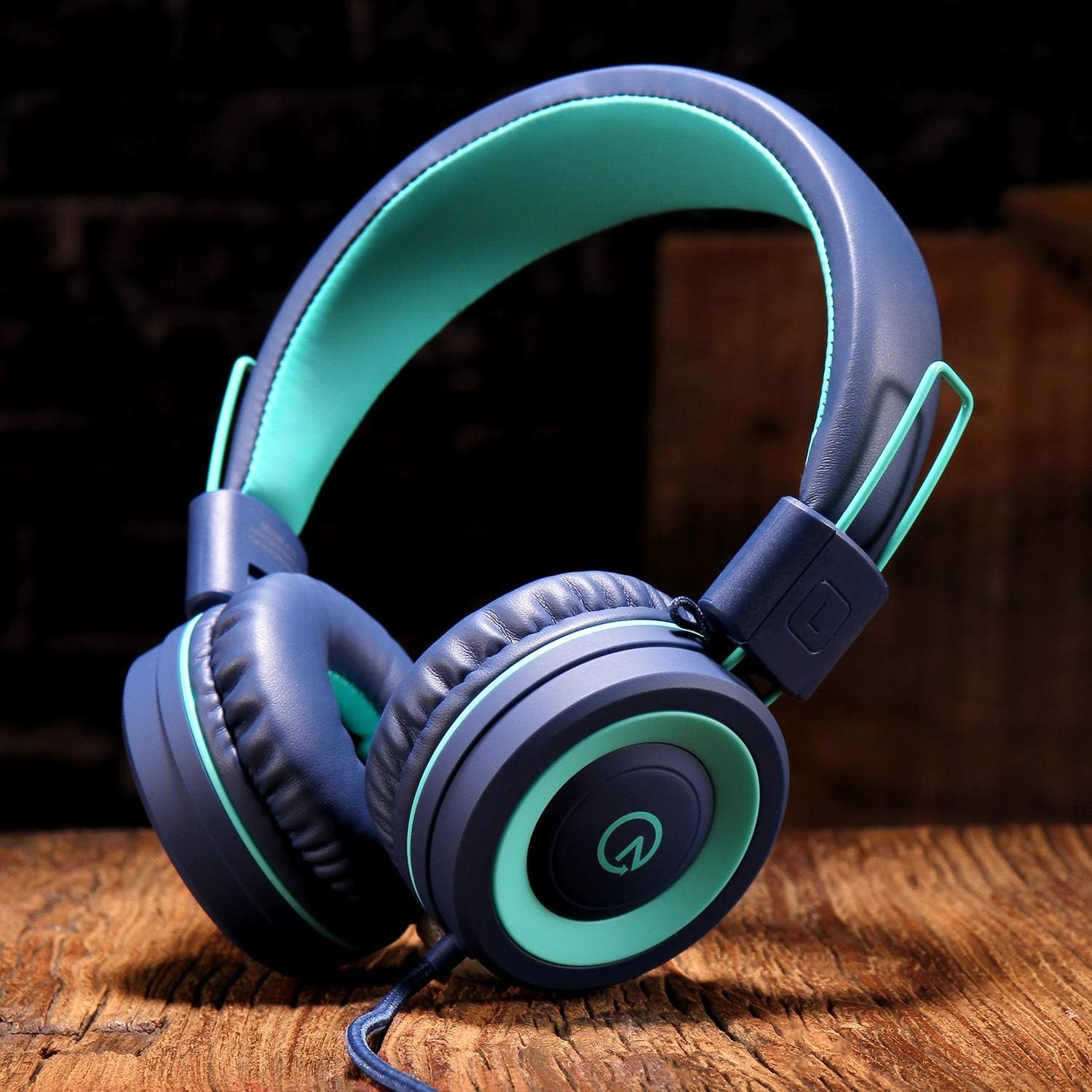 K11 Children's Headphones with 3.5mm Wired Connection - Navy/Teal | 5ft Tangle-Free Cord, Foldable Design, On-Ear Headset for School, Classroom, and Travel