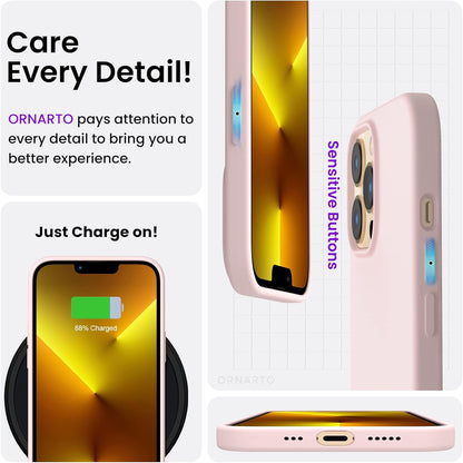 iPhone 13 Pro Case - Slim Liquid Silicone in Chalk Pink | 3-Layer Full Coverage, Soft Gel Rubber, Non-Slip Grip, Shockproof Protective Cover for 6.1-Inch iPhone 13 Pro