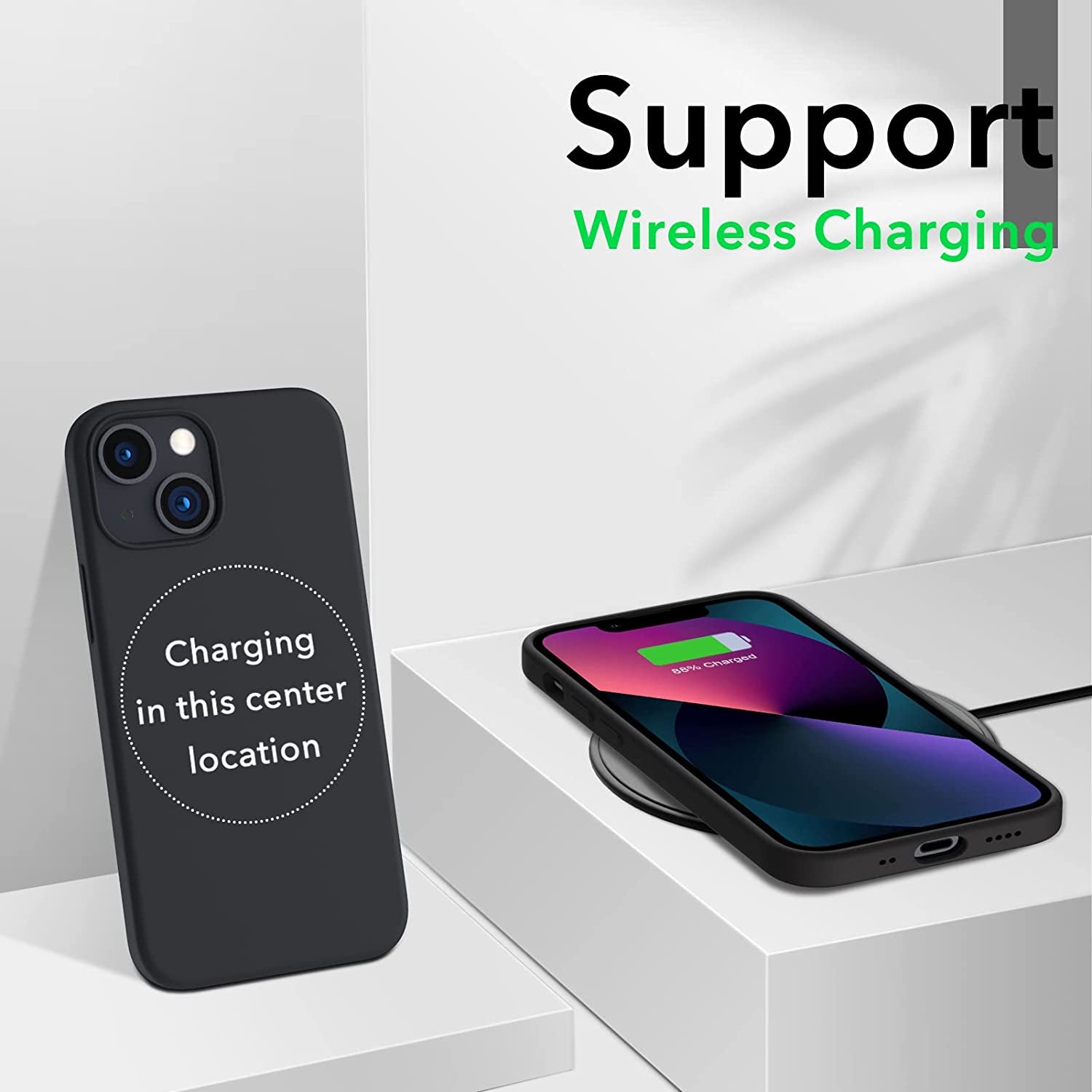 iPhone 13 Mini Liquid Silicone Case, Midnight - 4-Layer Shockproof Design with Soft Touch Finish, Raised Edges, and Microfiber Lining