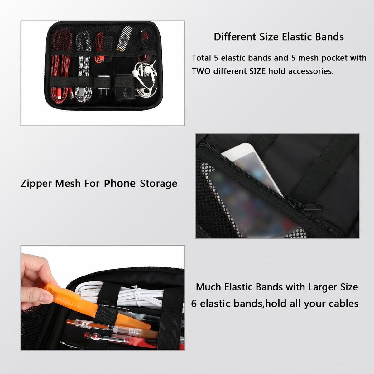 Electronics Organizer Travel Case - Water-Resistant Cable Organizer Bag for Camera Accessories, Travel Essentials, and Devices - Ideal Gift for Men
