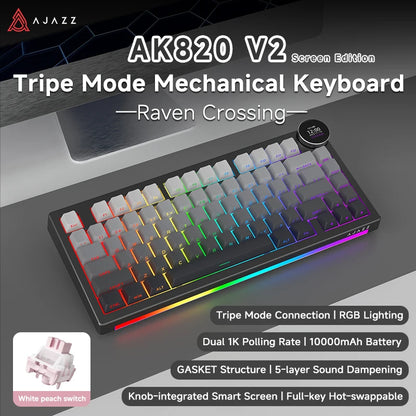 AK820V2/Ak820Vpro Multifunctional Mechanical Keyboard with Tri-Mode Connectivity and Wrist Rest