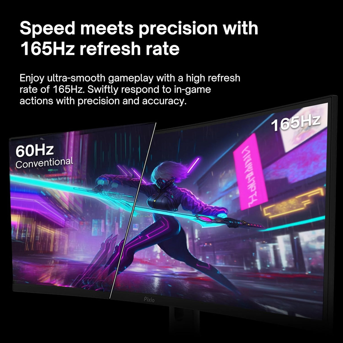 PXC325 32-Inch FHD 1080P Curved Gaming Monitor with 165Hz Refresh Rate, 1ms MPRT Response Time, Adaptive Sync, HDR, and Tilting Stand